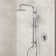 Wall Mount Pressure-Balanced Shower System,10"Rainfall Shower Head with Slider Bar Handheld Spray