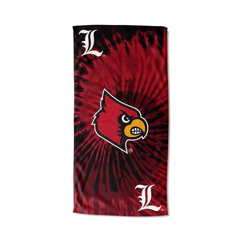 NCAA Psychedelic Beach Towel, Soft Vibrant College Pool Towel, 30 x 60 Inches, Louisville Cardinals