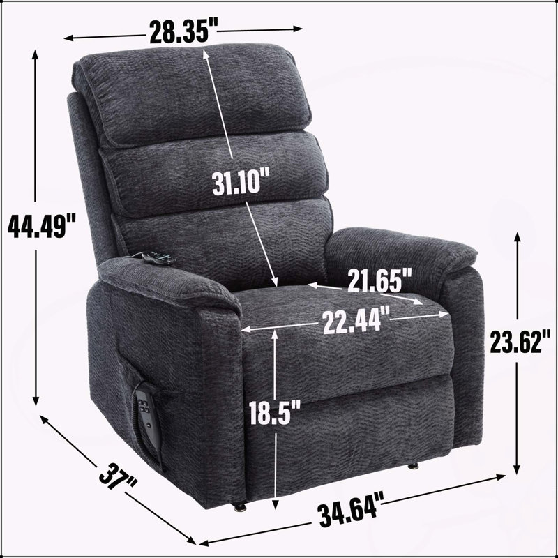 Fauteuil inclinable Power Lift avec double moteur et massage thermique, Gris