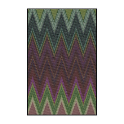 Chevron Red/Green/Brown Area Rug
