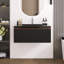Meuble-lavabo moderne à rayures avec lavabo simple-338554066
