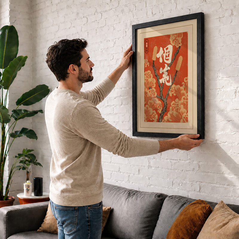 Plum Blossoms In Abundance Japandi - Print, Walnut, A1 - 84.1 x 59.4 cm