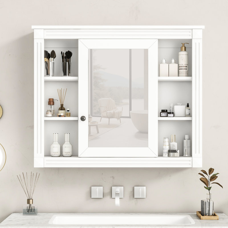 Unité de rangement pour miroir de salle de bain, 35 po x 28 po, polyvalente, style moderne