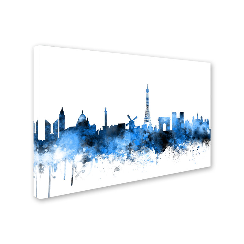 «Paris France Skyline» par Michael Tompsett, impression sur toile tendue, H 12 po x l 19 po x P 2 po