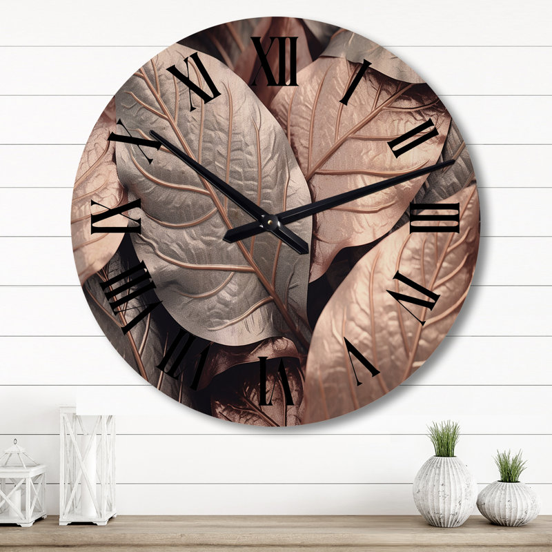 Horloge murale surdimensionnée en bois doré et rose Harmony I, Grand