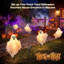 Décorations d'Halloween fantômes solaires, ensemble de 3 lampes fantômes en tissu avec 8 modes d'éclairage, décoration extérieure pour pelouse, porche, allée ou jardin.