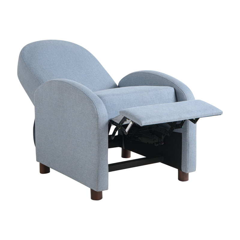 Orrington 26.1" Wide Upholstered Manual Pushback Recliner, Blue Performance Linen