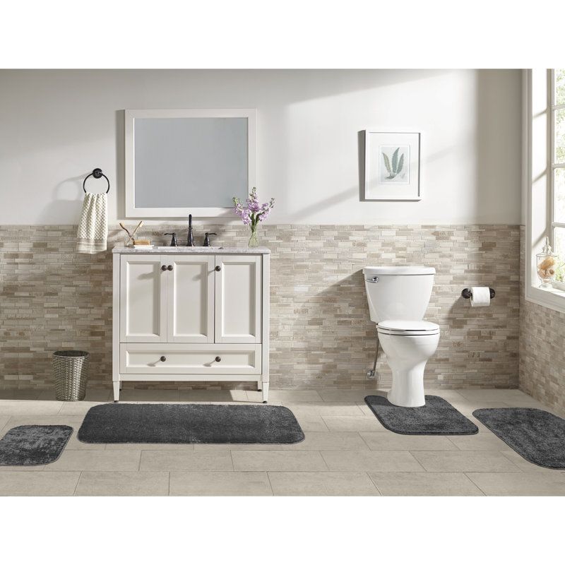 Tapis pour salle de bain Heffingen, Gris cendré uni