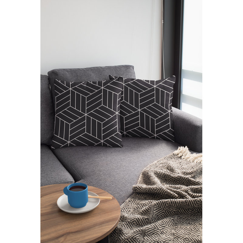 Housse de coussin Fredly, Noir, 18 po x 18 po