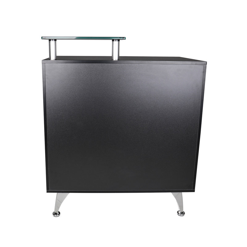 Nathale Rectangle Synthetic Laminate Reception Desk with Filing Cabinet, Black