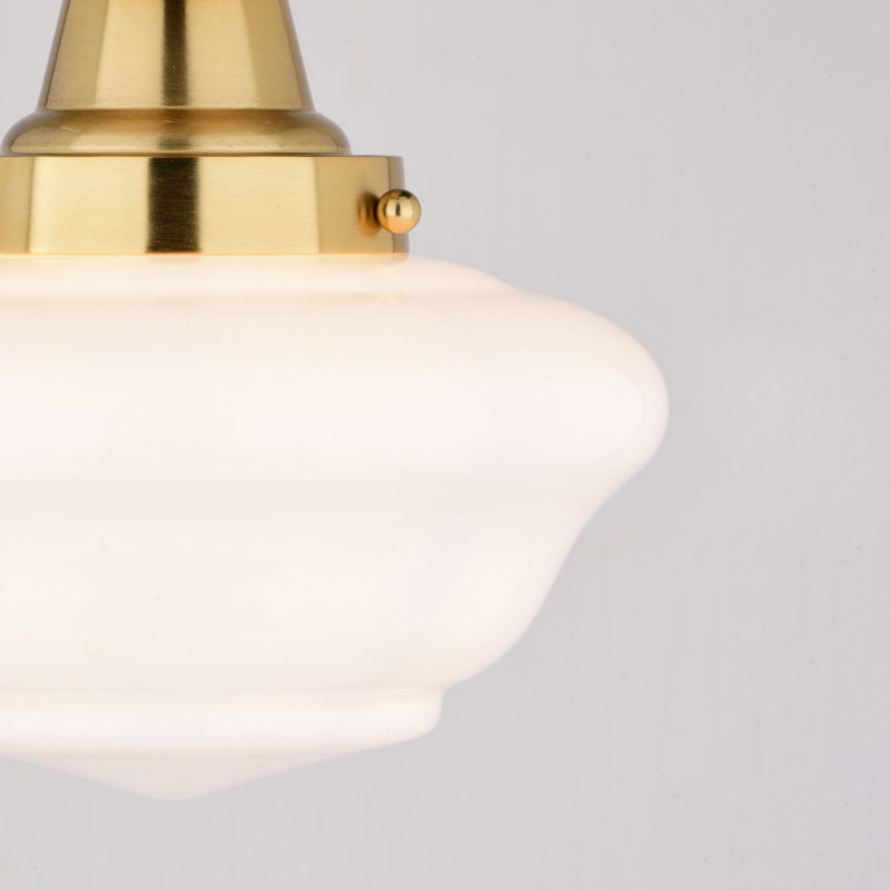 Luminaire semi-encastré à col de cygne traditionnel à 1 lumière de 12 po de large Eastgate, abat-jour en verre opale givré blanc, compatible DEL, pour plafonds bas, chambre à coucher, couloir, cuisine