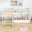 Lit simple superposé en forme de L avec trois tiroirs-70556387