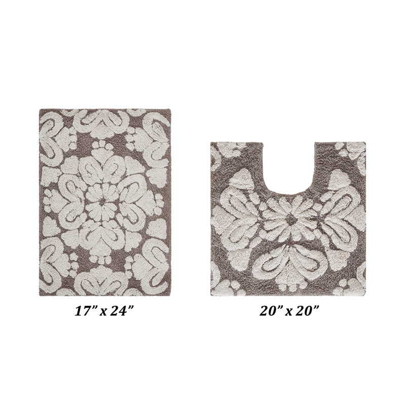 Ensemble de tapis pour salle de bain 2 pièces 100% coton 1885 GSM Danitra Premium, certifié OEKO-TEX®, envers en latex antidérapant, tapis de bain et tapis de contour touffetés moelleux pour lavabo, coiffeuse et toilette, super absorbant, lavable à la machine, beige