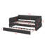 Grand lit plateforme tapissier en tissu avec lit gigogne escamotable-1735338772