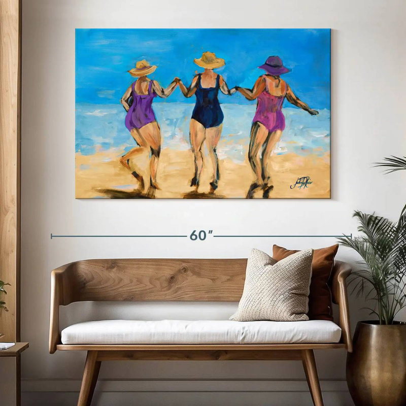 Mesdames Leisha sur la plage II, H 34 po x l 51 po