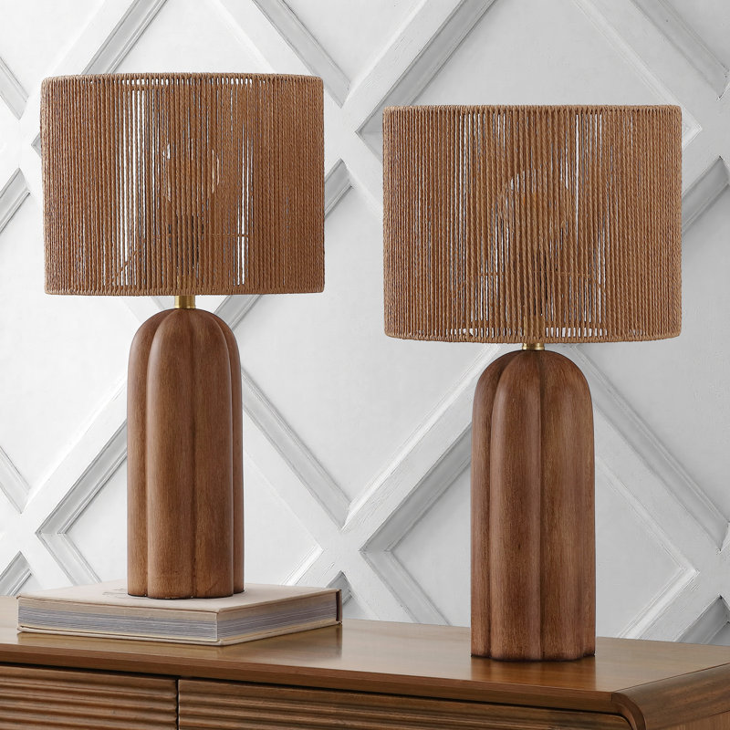 Lampe de table 24 po Hazel Coastal, Finition en bois brun