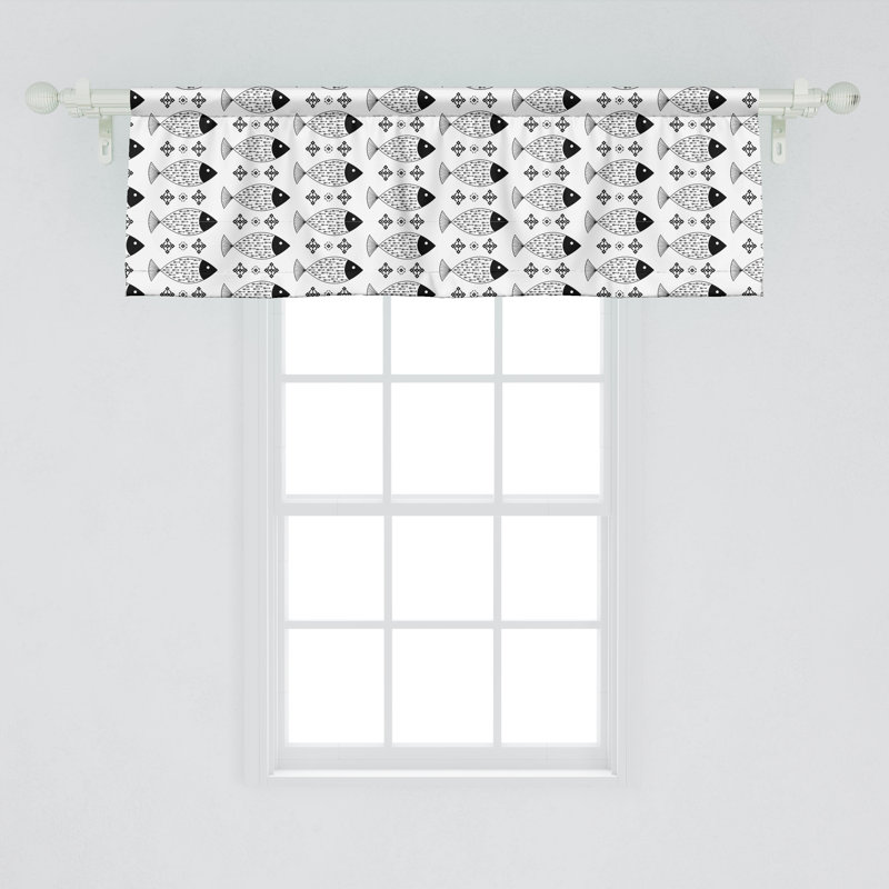 Black and White Ocean Sea Life Satin Valance Set