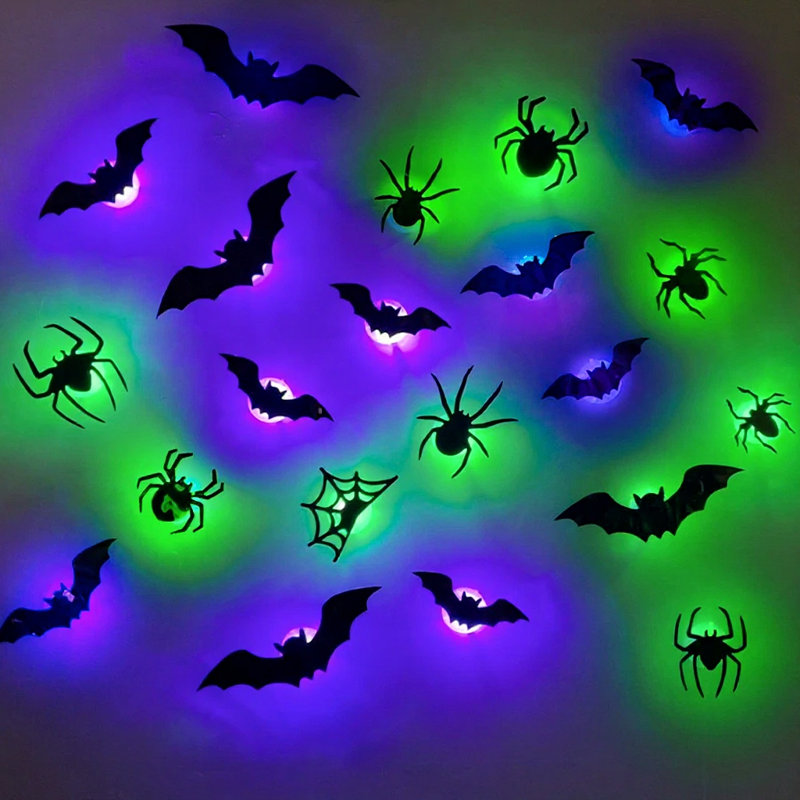 42 pièces de décorations murales d'Halloween à DEL 3D
