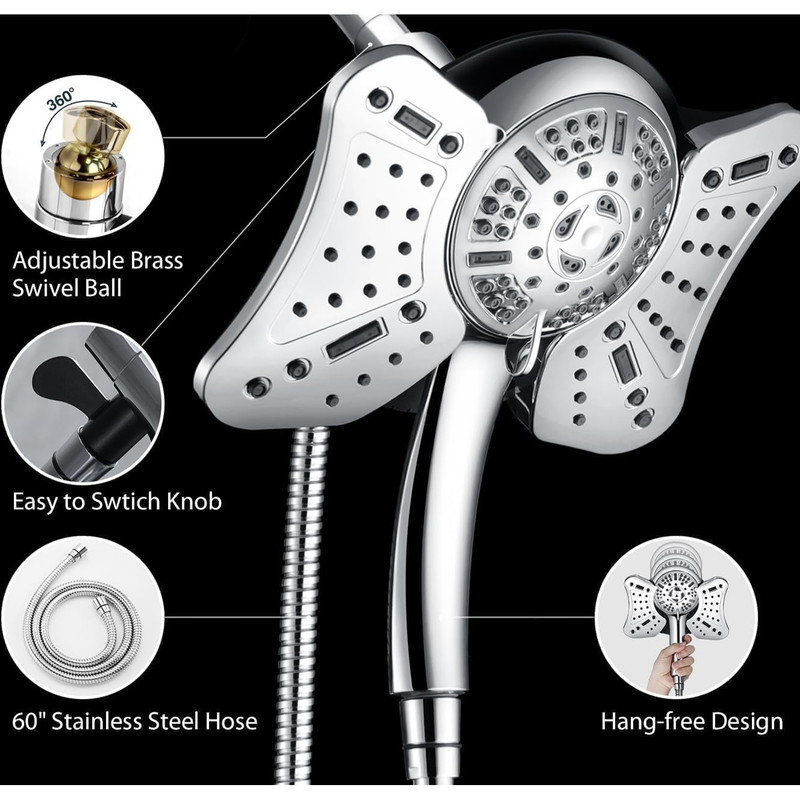 Silver 2-in-1 Rainfall Shower Head with Handheld Combo