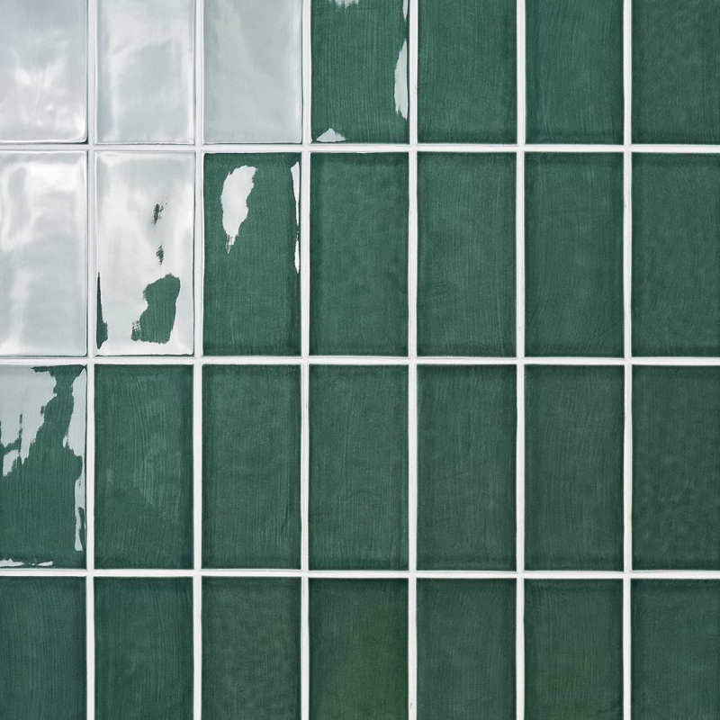 Nabi Subway 4.5x9 Subway Polished Glass Tile, Deep Emerald Green
