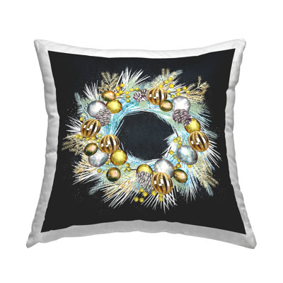 Motif de coussin décoratif imprimé couronne de Noël éblouissante par Ziwei Li