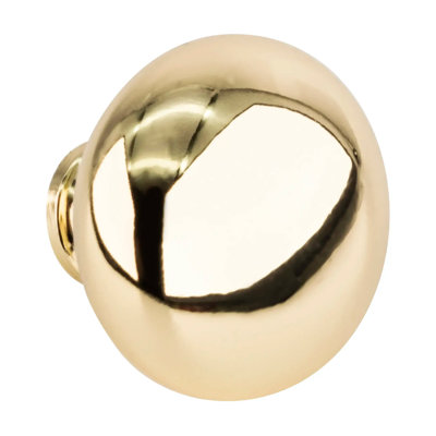 BXB3277 Mushroom Round Cabinet Knob, 1-1/2" Diameter, 1-3/16" Projection, Zinc, Polished Brass Finish