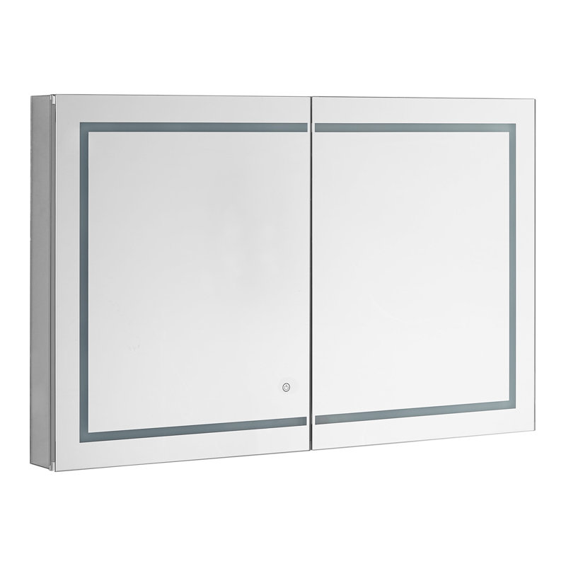 Armoire à pharmacie avec désembueur à DEL, l 48 po x H 36 po x P 5 po Saybrook, miroir grossissant à DEL réglable 3X, prises électriques