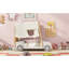 Lit voiture simple en bois avec coussin, toile de plafond, naturel