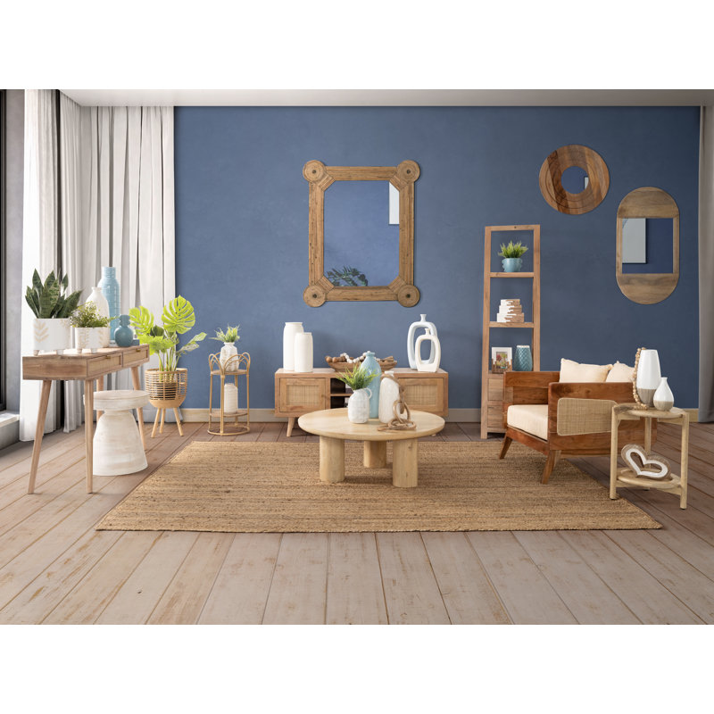 Hedda Natural Wood/Rattan 20"H Side Decorative and Useful Table with Mango Wood, MDF, and Rattan Construction for Stylish and Practical Storage Accent Furniture