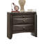 Table de chevet contemporaine 1 pièce grise, table de chevet 2 tiroirs, bois massif et bois d'ingénierie, poignées ovales en nickel, rangement doublé de feutre, design classique essentiel pour chambre à coucher, structure en bois, plateau coulissant à bouton,-1935775893