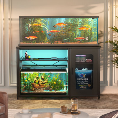 Rectangle Aquarium Stand And Reptile Stand With Power Outlets & LED Light