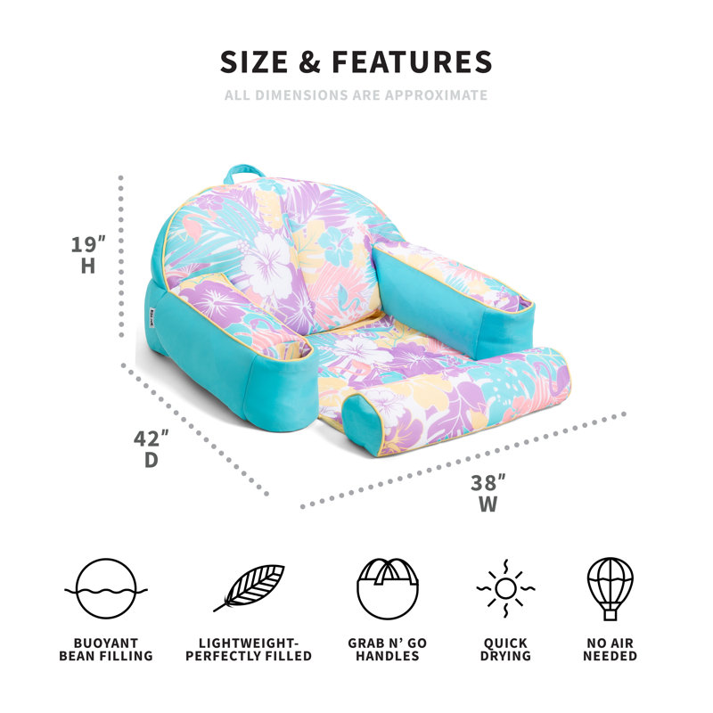 Aqua Tropical Hibiscus Mesh Lazy Lounger with Headrest and Footrest