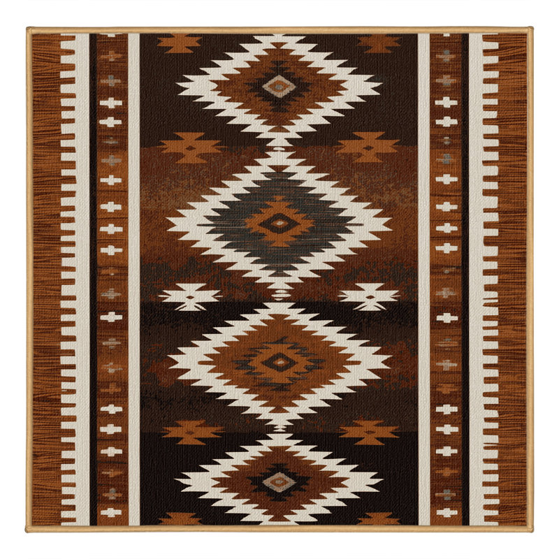  Tapis lavable à franges en cuir style Sud-Ouest, Carré 6 pi