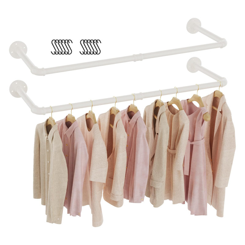 90cm Wall Mounted Clothes Rack, White