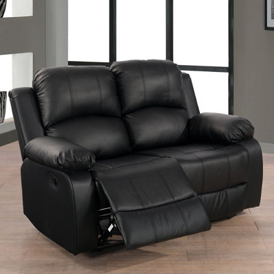  56" Vegan Leather Pillow Top Arm Reclining Loveseat