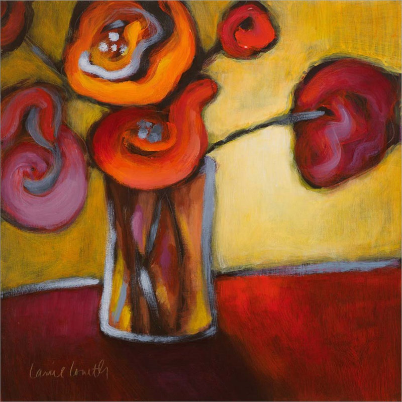 «Red Poppies In A Vase» par Lanie Loreth - reproduction d'art sur toile tendue, H 12 po x l 12 po x P 1,5 po