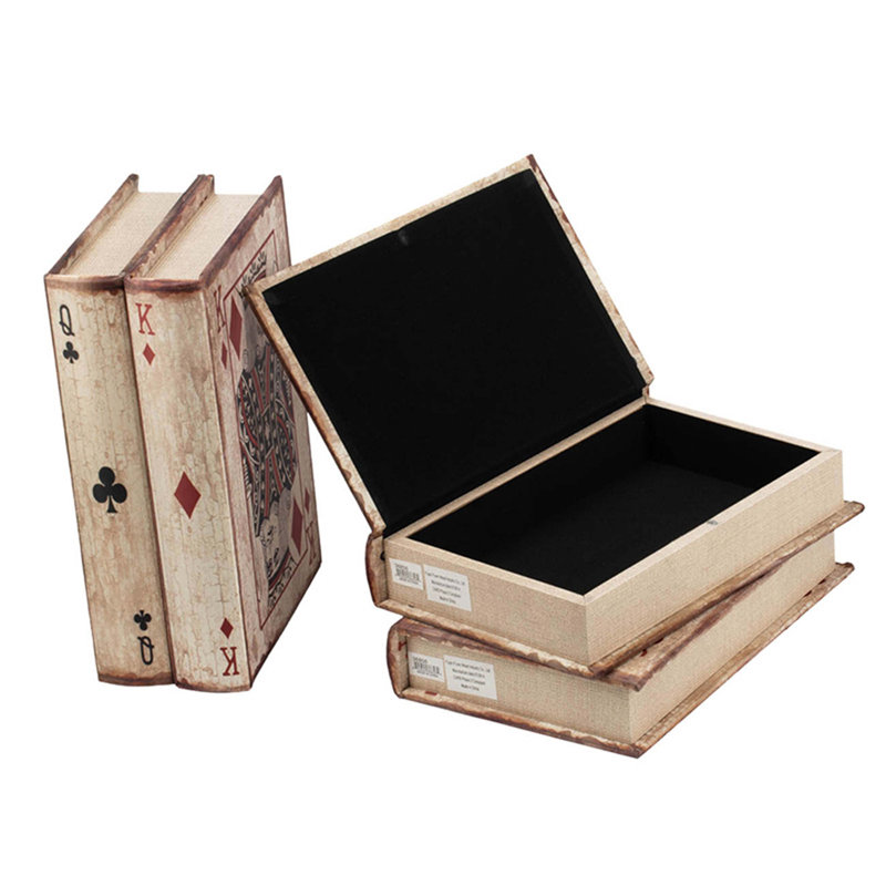S/4 10X7x2" Ace Playing Cards Book Boxes, Large
