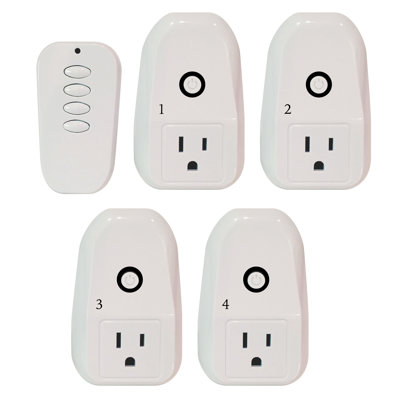Indoor Remote Controlled Outlet 4-Pack With 1 Remote