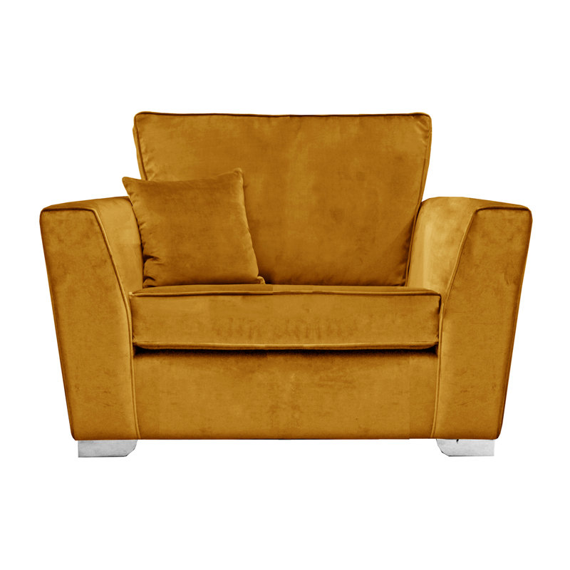 Quade 2 Seater Velvet Loveseat, Mustard