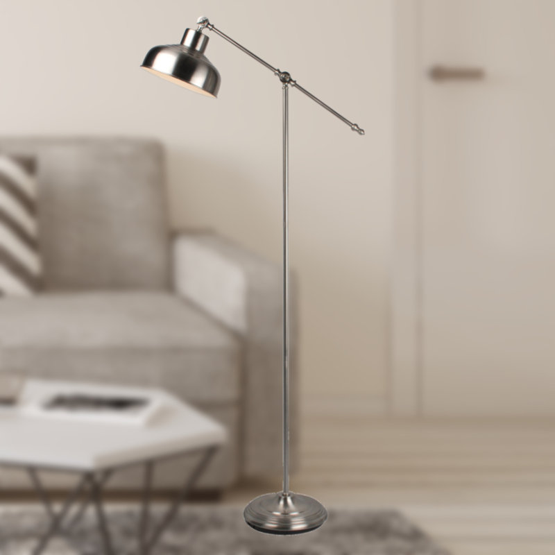 Graddy 146.3cm Task Floor Lamp, Satin Nickel