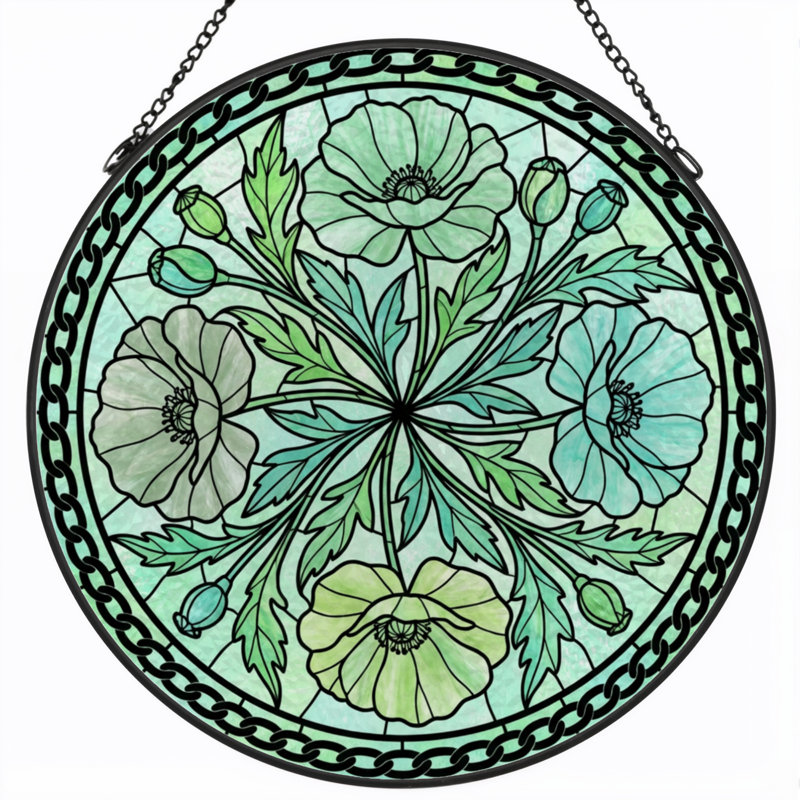 Panneau de vitrail à motif floral H 7,8 po, H 7,8 po x l 7,8 po