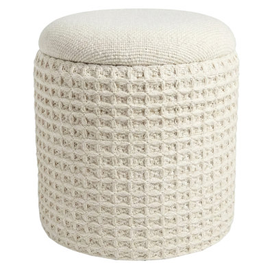 Modern Fabric Round Storage Ottoman