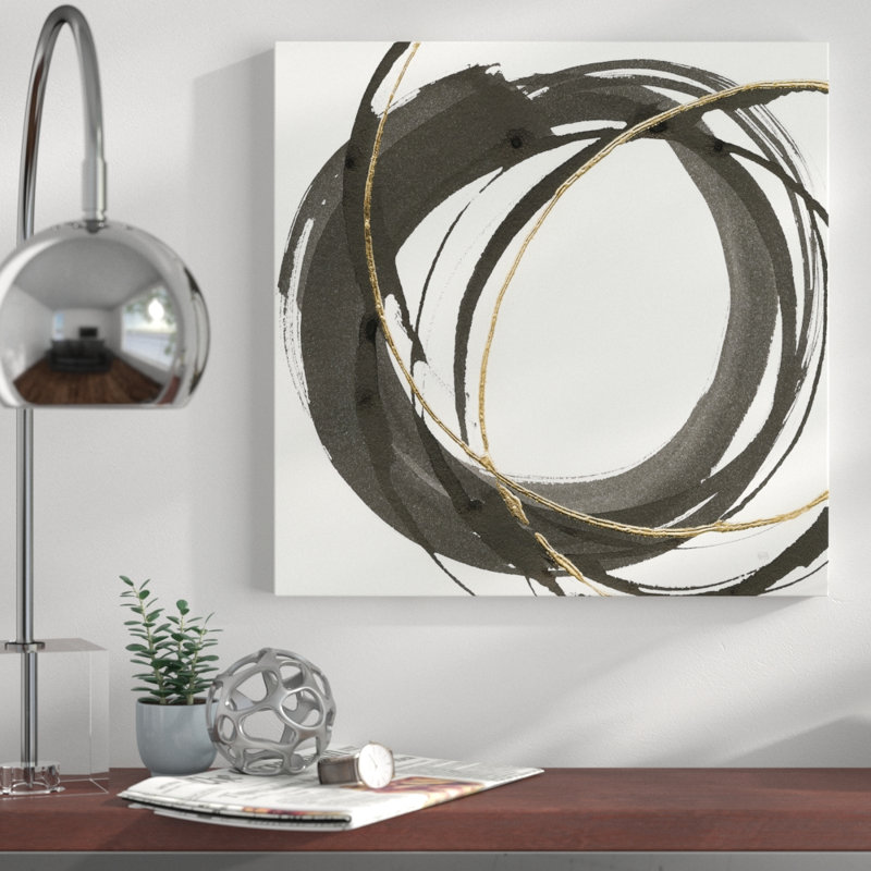 «Gilded Enso I», reproduction de peinture acrylique, H 18 po x l 18 po x P 1 po, Toile tendue