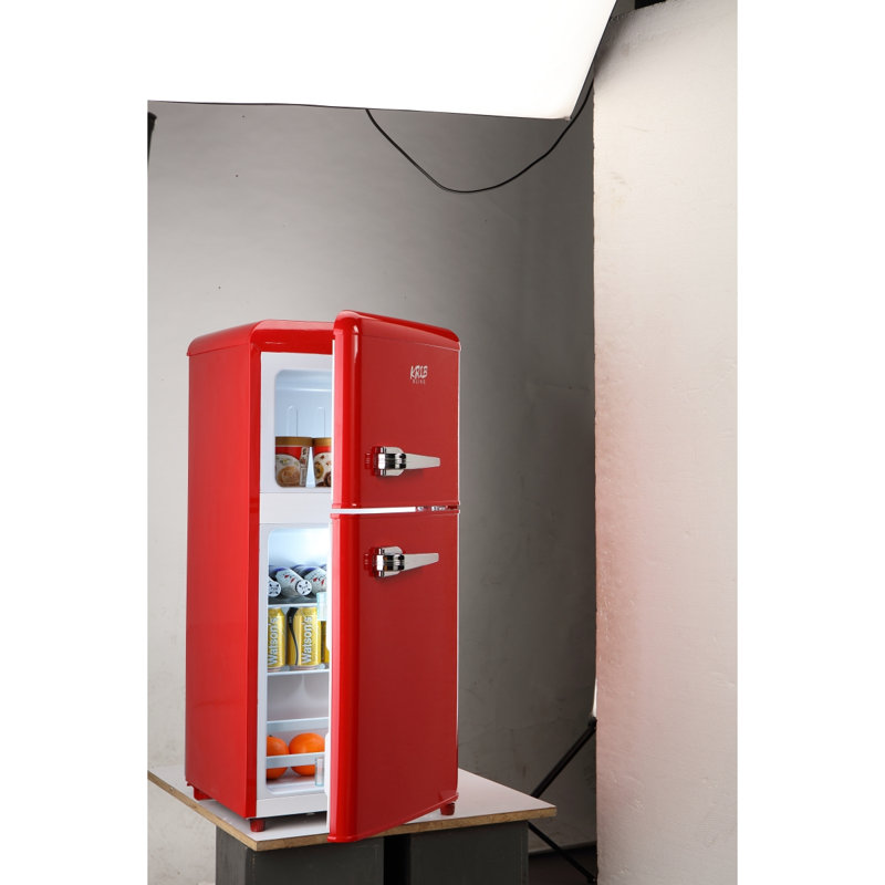 Mini réfrigérateur compact de 3,5 pi³ avec réfrigérateur, petit réfrigérateur avec 2 portes, 7 niveaux de thermostat et tablettes amovibles pour la cuisine, le dortoir, un appartement, un bar, un bureau
