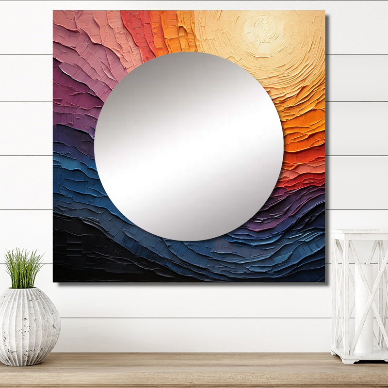 Elrico - Miroir carré abstrait pour décoration murale, 29 po x 29 po