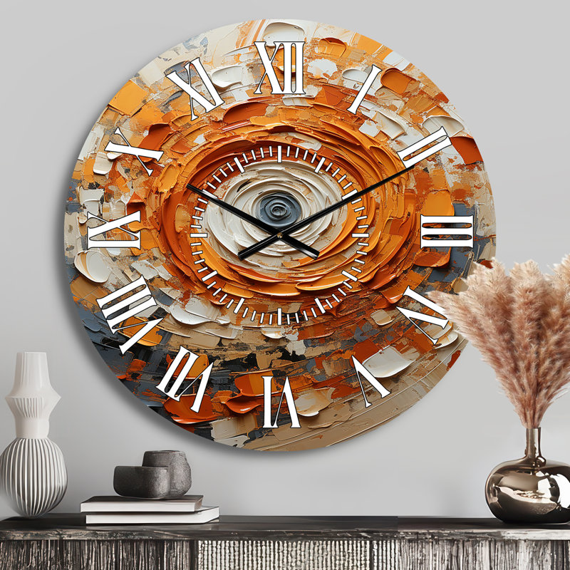 Horloge murale orange et blanche, Médium