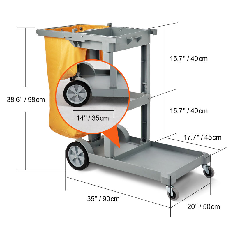 Utility Cart with Wheels, Gray, 38" H x 35" W x 25"