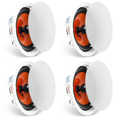 4 PCs 8 Inch in Ceiling Speakers, 100-Watts, Flush Mount Ceiling & in-Wall Speakers System with 8ΩImpedance 89dB Sensitivity, for Home Kitchen Living Room Bedroom or Covered Outdoor Porches