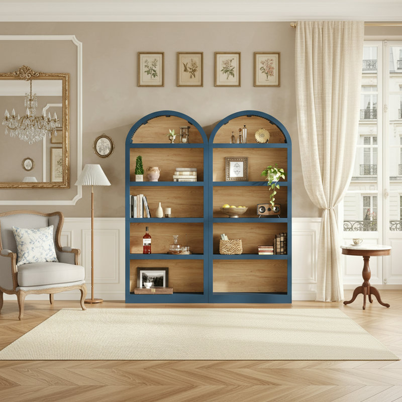 2 Piece 68.8" Tall Bookcase, 5 Tier Floor Standing Bookshelves, Blue