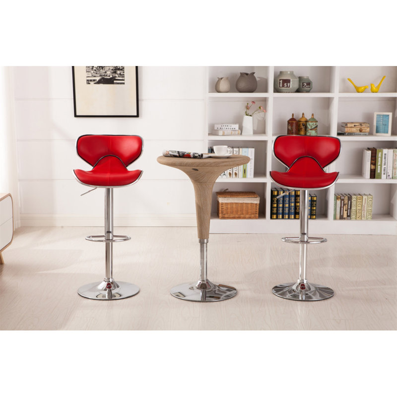 Ensemble de 2 tabourets pivotants réglables Masaccio avec base chromée Airlift, Rouge